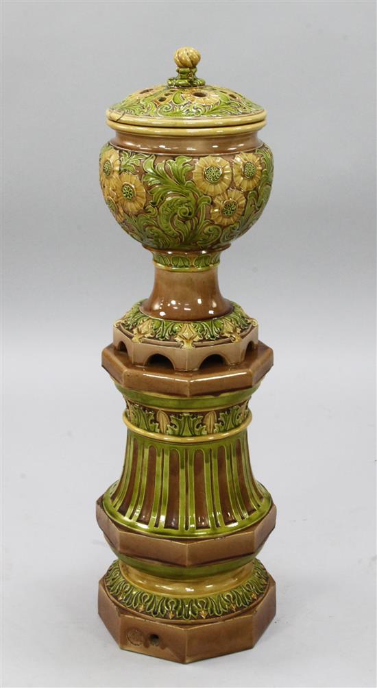 A Doulton Lambeth stoneware conservatory heater, late 19th century, 87.5cm, minor faults